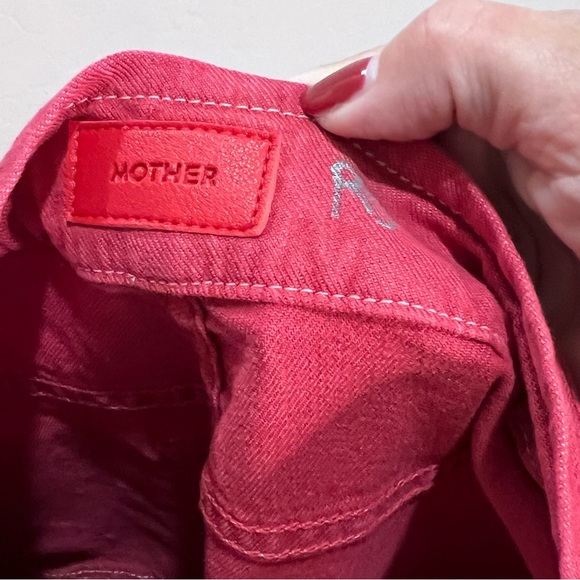 Mother Jeans The Tie Patch Looker Red Skinny Slim Fruit Punch Pants Holiday - Picture 14 of 16